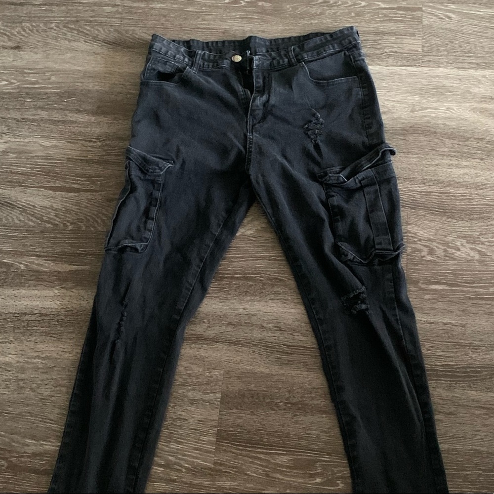 Jed North Black Cargo Skinny Jeans | Size XL